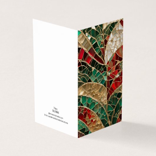 Vakantiethema Kerst Mozaïek Gebroken Glaskunst Kaart (Buitenkant)