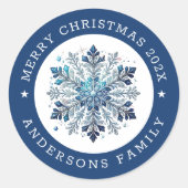 Vakantiethema Snowflake & Ice Cristals Ronde Sticker (Voorkant)