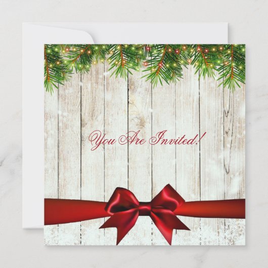 Vakantietpartij | Moderne boom, licht en rood lint Kaart (Achterkant)