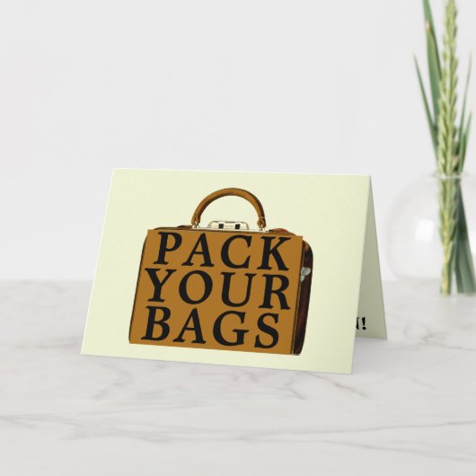 Vakantietrip-aankondiging Vintage Koffer Template Kaart (Voorkant)