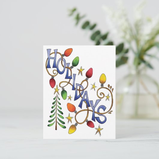 Vakantievakantie kerstfeest uitnodiging (Staand voorkant)