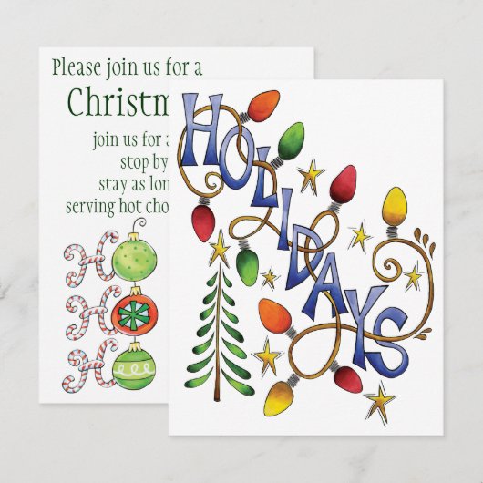 Vakantievakantie kerstfeest uitnodiging (Voorkant / Achterkant)