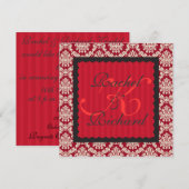Vakantievakantie RED DAMASK INVITATION FOR RENEWAL Kaart (Voorkant / Achterkant)