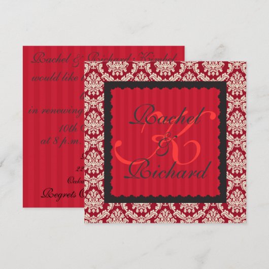 Vakantievakantie RED DAMASK INVITATION FOR RENEWAL Kaart (Voorkant / Achterkant)