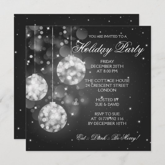 Vakantievakantie Spaarsteuze Baubles Black Kaart (Voorkant / Achterkant)