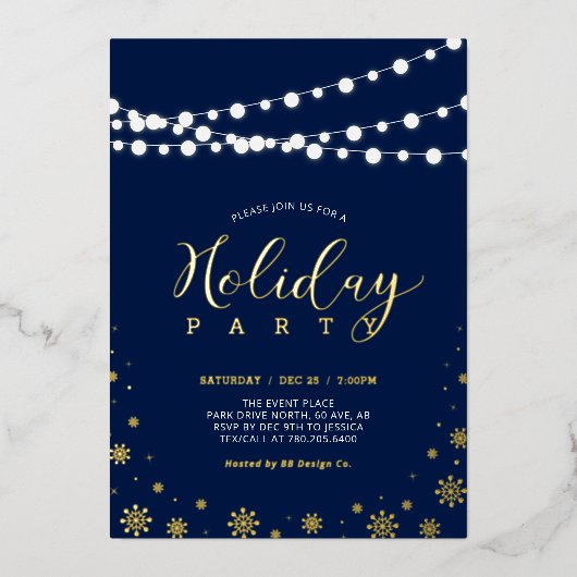 Vakantievakantie van de Vakantie van de Lichten va Folie Uitnodiging (Voorkant)