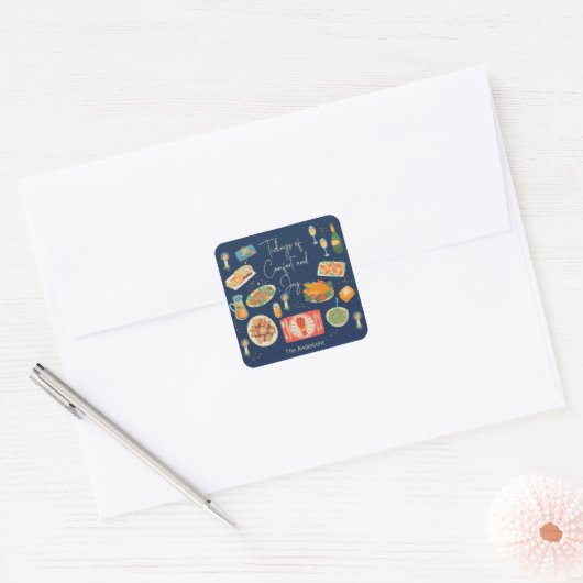 Vakantievakdag en feestdagen vierkante sticker (Envelop)