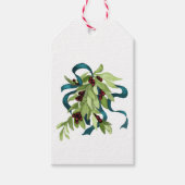 Vakantievakdag Waterverf Mistletoe Red Berries Bla Cadeaulabel (Voorkant)