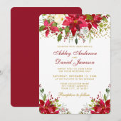 Vakantievakdennendes Floral Red Gold Glitter Kaart (Voorkant / Achterkant)