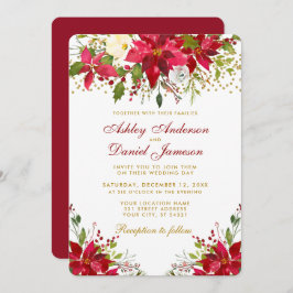 Vakantievakdennendes Floral Red Gold Glitter Kaart