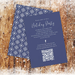 Vakantievechtpartij Navy Blue Snowflake QR-code Fa Kaart
