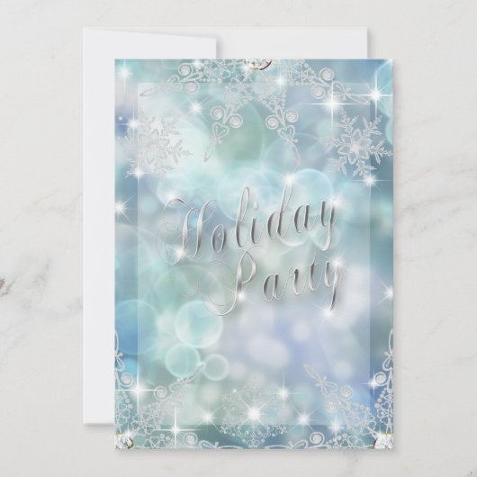 Vakantievee Glitzy Snowflake Ice Blue Bokeh Kaart (Voorkant)