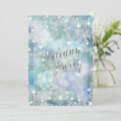 Vakantievee Glitzy Snowflake Ice Blue Bokeh Kaart (Staand voorkant)