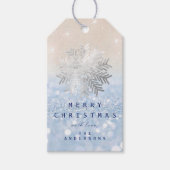 Vakantievee met blauwe sneeuw roodblauwe glitter cadeaulabel (Voorkant)