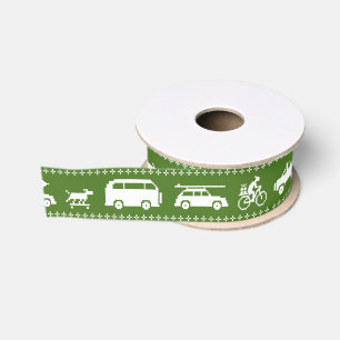 Vakantieverkeer Californië Kerst Auto's Groen Grosgrain Lint