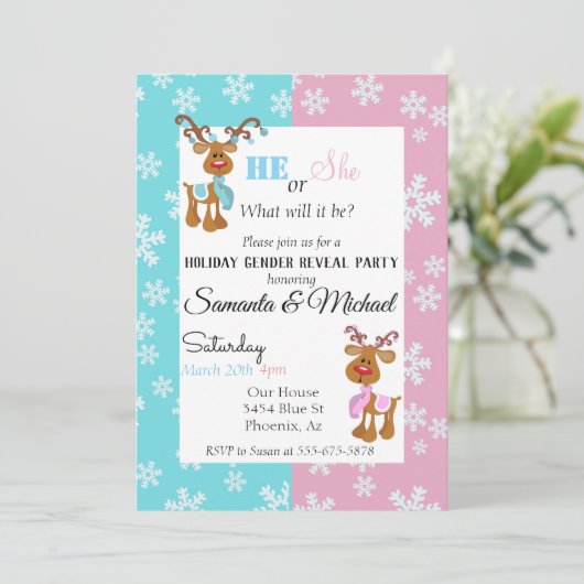 Vakantieverlof Gendergelijkheid Baby onthullen ren Kaart (Staand voorkant)