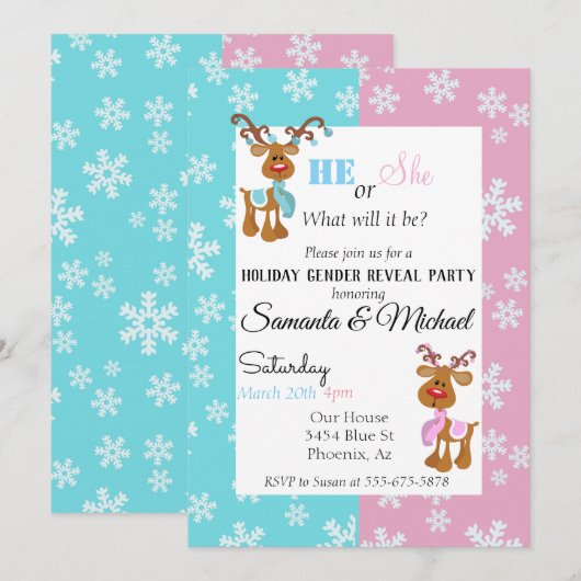 Vakantieverlof Gendergelijkheid Baby onthullen ren Kaart (Voorkant / Achterkant)