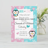 Vakantieverlof Geslacht Baby Pinguïn Snowflake Kaart (Staand voorkant)