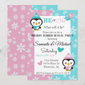 Vakantieverlof Geslacht Baby Pinguïn Snowflake Kaart (Voorkant / Achterkant)