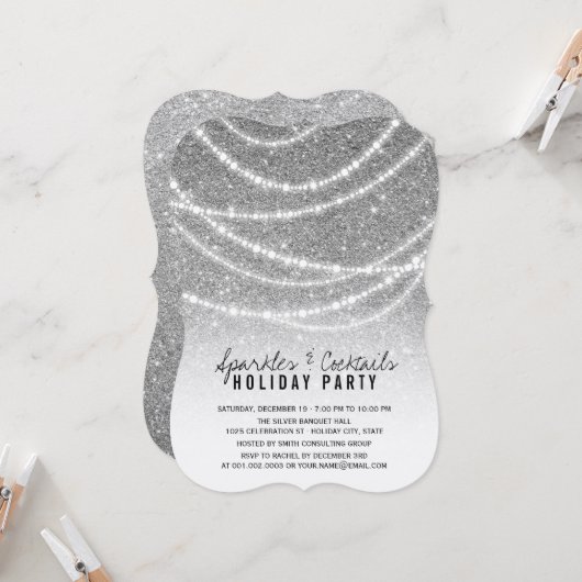 Vakantievezel Glitter Sparkles and Cocktail Party Kaart (Voorkant / Achterkant in situ)