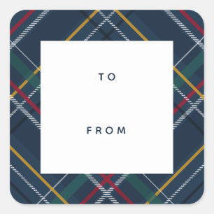 Vakantievlek blauw van en naar geschenk vierkante sticker