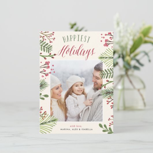 Vakantievloeistof | Kerstfotokaart Feestdagenkaart (Staand voorkant)