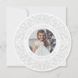 Vakantievormen in de winter, witte kerstfotokaart feestdagenkaart