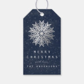 Vakantievormig cadeau aan Snowflakes Star Silver N Cadeaulabel (Voorkant)