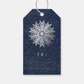 Vakantievormig cadeau aan Snowflakes Star Silver N Cadeaulabel (Achterkant)