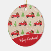 Vakantievorming met  feestelijke kerstavond keramisch ornament (Links)