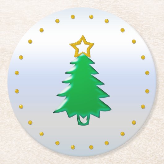 Vakantievorming met Gold Star op Silver Background Ronde Kartonnen Onderzetter (Voorkant)