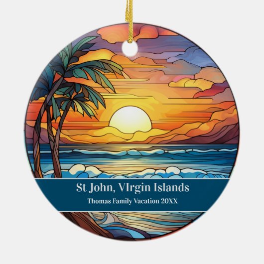 Vakantiewoningen in St John Beach Keramisch Ornament (Achterkant)