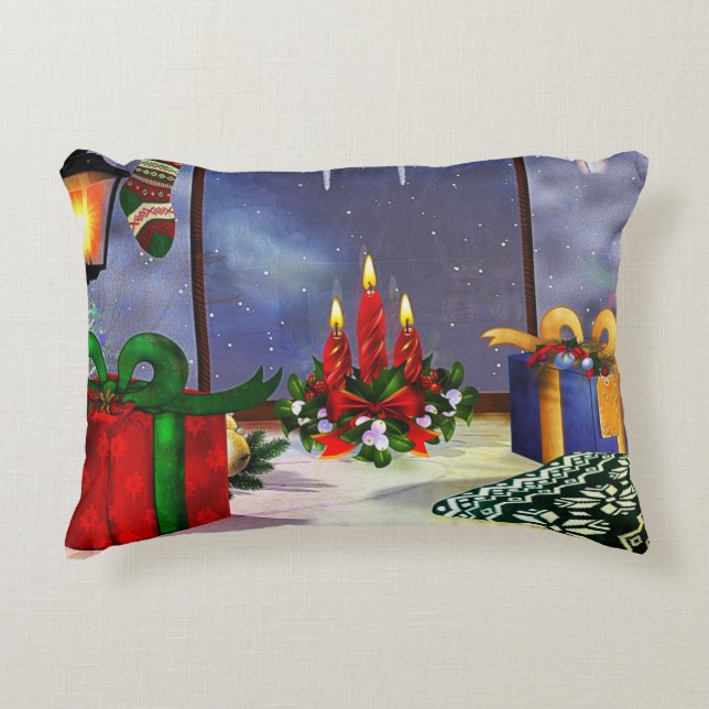 Vakantiewoningen in Yule Time Reflections Decoratief Kussen (Voorkant)