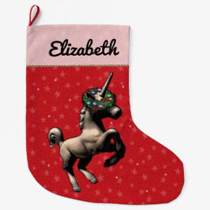 "Vakantige feestdag unicorn" kerststop (rood) Grote Kerstsok