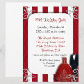 Vakantige gala-uitnodigingen in rood en zilver kaart (Voorkant / Achterkant)