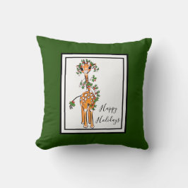 Vakantige Giraffe - rood en groen Holly Kussen