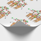 Vakantige Giraffes, roodgetwinkeerd en groen licht Cadeaupapier (Hoek)