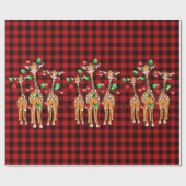 Vakantige Giraffes, roodgetwinkeerd, groen licht,  Cadeaupapier (Vlak)