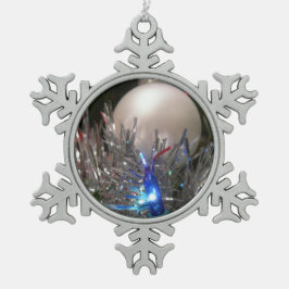 Vakantige glitter tin sneeuwvlok ornament