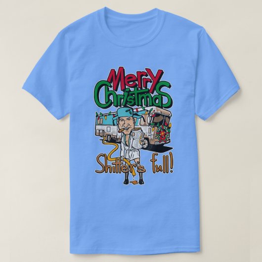 Vakantige kerstfeestwinkels, volledig grappig t-shirt (Design voorkant)