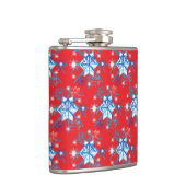 Vakantige rode en blauwe sneeuwvlokken en sterren heupfles (Rechts)