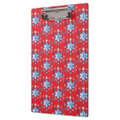 Vakantige rode en blauwe sneeuwvlokken en sterren klembord (Links)