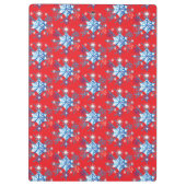 Vakantige rode en blauwe sneeuwvlokken en sterren klembord (Achterkant)