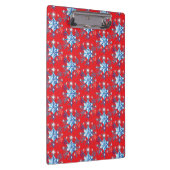 Vakantige rode en blauwe sneeuwvlokken en sterren klembord (Rechts)