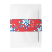 Vakantige rode en blauwe sneeuwvlokken en sterren uitnodigingen wikkel (Voorkant Voorbeeld)