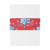 Vakantige rode en blauwe sneeuwvlokken en sterren uitnodigingen wikkel (Achterkant Voorbeeld)