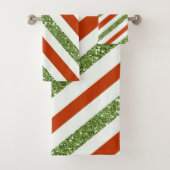 Vakantige rode en lichte groene glitterstrips bad handdoek (Insitu)