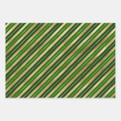 Vakantige rode, gouden en groene kerststrepen inpakpapier vel (Voorkant 3)