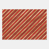 Vakantige rode, gouden en groene kerststrepen inpakpapier vel (Voorkant 2)