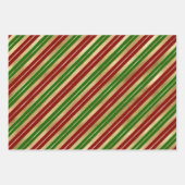 Vakantige rode, gouden en groene kerststrepen inpakpapier vel (Voorkant)